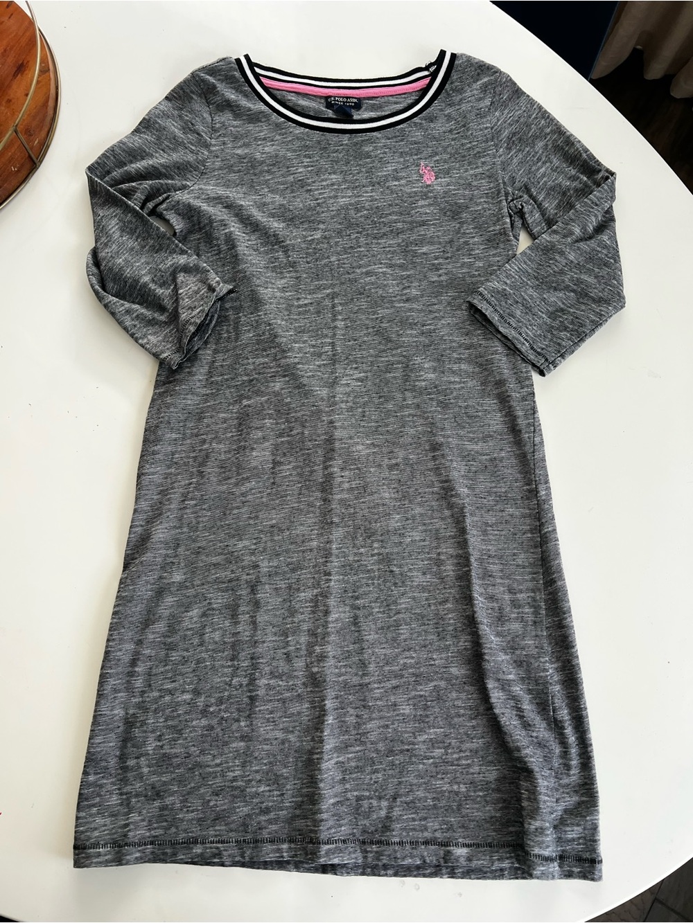U.S. Polo Assn. Heather Gray Mini Dress with Pink Pony